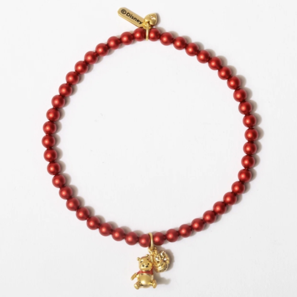 Origami Owl Red Beaded Bracelet with Gold Charms